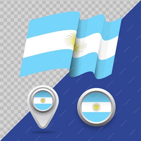 Conjunto De Bandera Nacional Argentina Bandera De Argentina 3d Marcadores De Mapa Y Emblema En