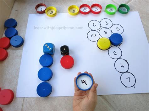 Learn With Play At Home Fun Bottle Top Addition Game Playful Maths
