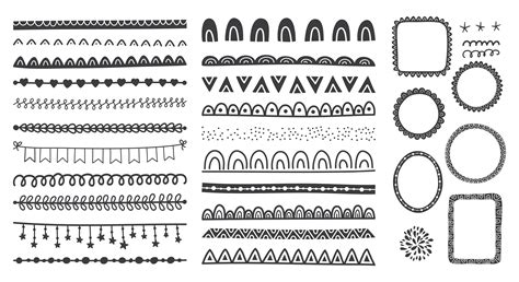 Hand Drawn Set Of Cute Doodle Frames Dividers Borders 1213407 Vector