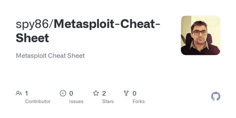 GitHub Spy86 Metasploit Cheat Sheet Metasploit Cheat Sheet