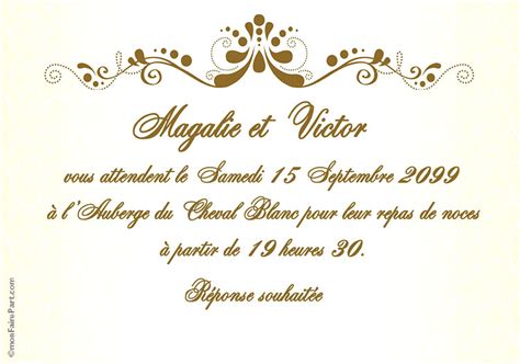 Unique cart invitation mariage ou texte invitation mariage civil. modele invitation - Modele de lettre type