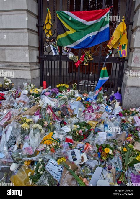 Floral Tributes At The Vigil For The Late Nelson Mandela Outside South