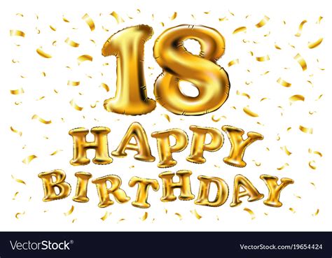 18th Birthday Celebration With Gold Balloons Vector Image