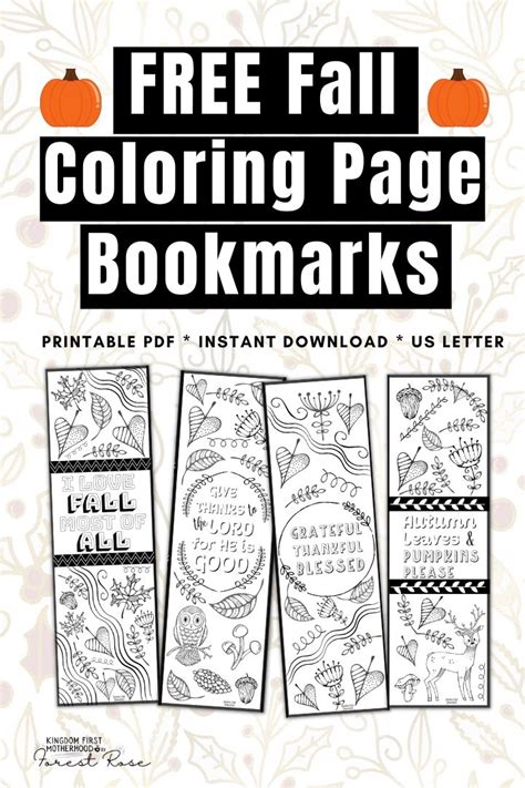 Fun Fall Coloring Page Bookmarks