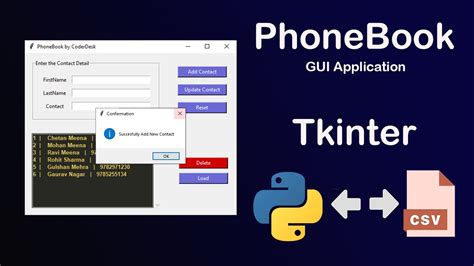 Python Gui Tkinter Phonebook Project Youtube