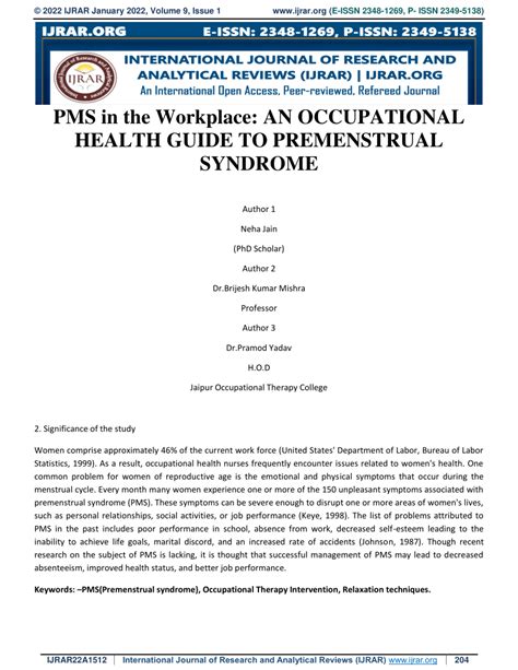 Pdf Pms In The Workplace An Occupational Health Guide To