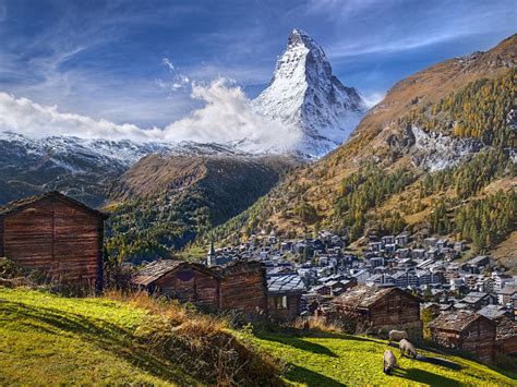 Mountain Matterhorn Alps Between Switzerland And Italy