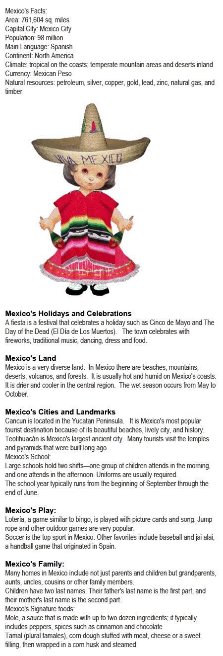 Mexico Information For Kids Childhood Education