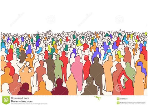 Illustration Of Large Mass Of People In Perspective Stock Illustration