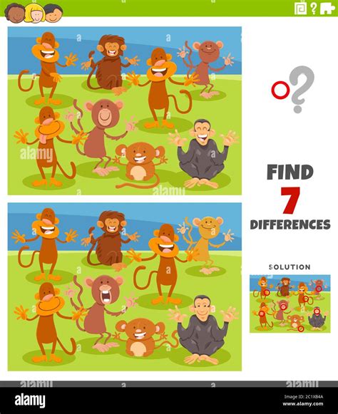 Cartoon Illustration Of Finding Differences Between Pictures