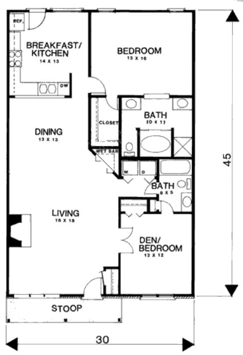 2 Bedroom 2 Bath House Plans Under 1000 Sq Ft House Plans