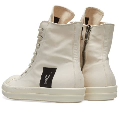 Rick Owens Drkshdw Canvas High Top Sneaker White And Milk End