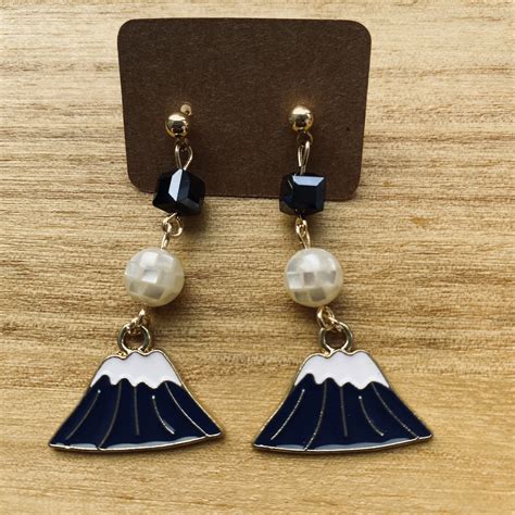 Mount Fuji Earrings Japanese Earrings Drop Earrings Asian Etsy