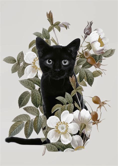 Cat With Flowers Metal Poster Print Dada 22 Displate In 2020