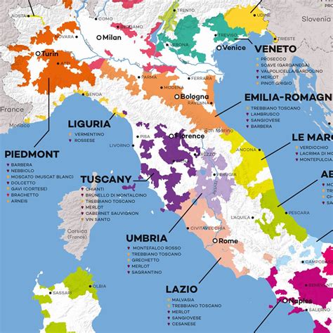 Detailed Italian Wine Regions Map Wine Posters Wine Folly
