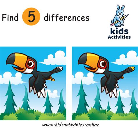 Spot 5 Differences Between Two Pictures Printable ⋆ Kids Activities