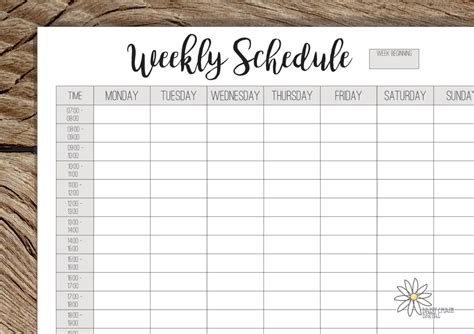 printable weekly schedule weekly timetable    etsy canada