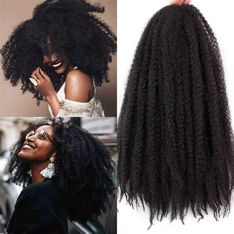 Inch Afro Kinky Marley Braids Hair Extensions Twist Crochet Braids Kanekalon Synthetic