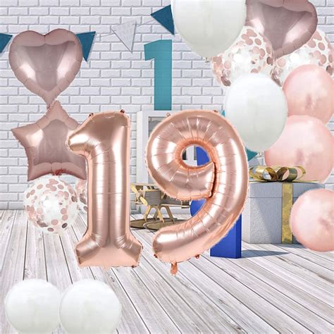 Buy 19th Birthday Balloon 19th Birthday Decorations Rose Gold 19