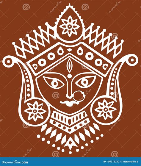 Sketch Goddess Durga Maa Outline Editable Vector Illustration Stock