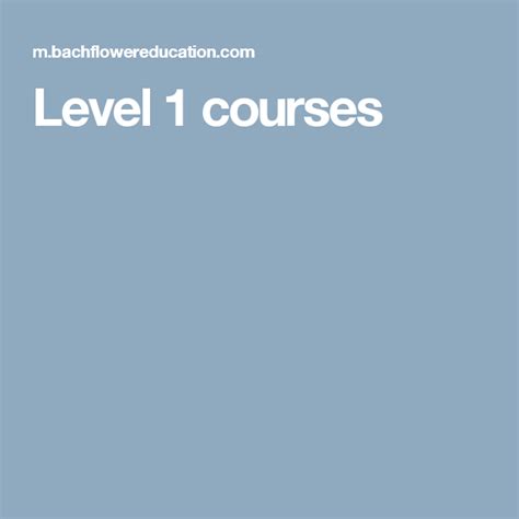 Level 1 Courses Courses Distance Learning Levels