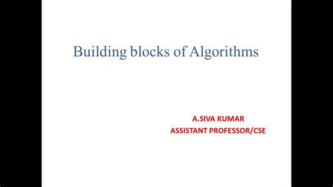 Building Blocks Of Algorithms YouTube