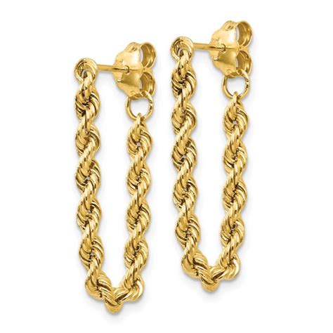 14k Gold Dangle Rope Chain Earrings The Jewelry Vine