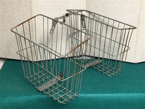 Vintage Bicycle Rear Saddle Baskets Galvanized Steel Wire Baskets