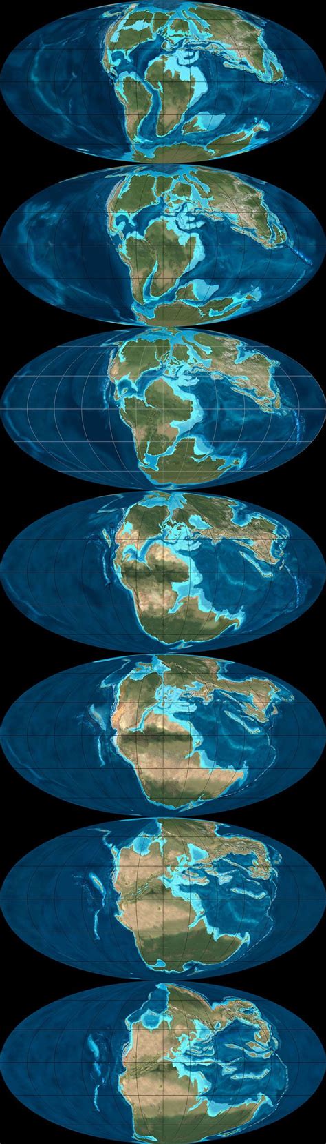 Paleo Tectonic Maps By Ron Blakey From Top To Bottom 105 To 240