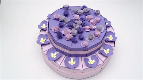 Handmade Paper Heaven Purple Cake Boxes Cutii Tort Mov
