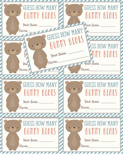 Woodland Baby Shower Gummy Bear Guessing Game Etsy