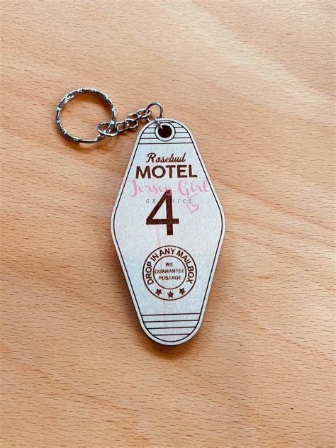 Wooden Motel Style Key Ring Keychain Hotel Rosebud Room Etsy