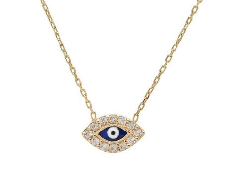 K Gold Evil Eye Necklace Dainty Evil Eye Necklace Solid Yellow Gold