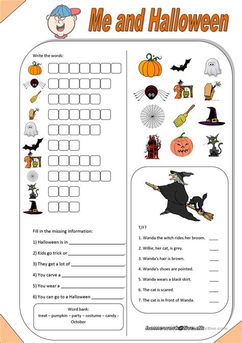 Halloween Spelling Activity Worksheets | AlphabetWorksheetsFree.com
