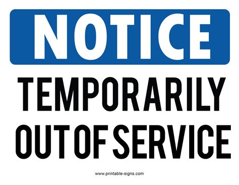 Sorry Out Of Service Sign Printable Black Printable Signs