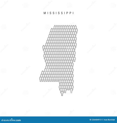 Vector People Map Of Mississippi Us State Stylized Silhouette People