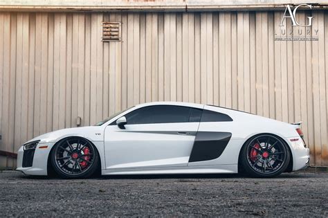 White Audi R8 Forged Wheels Air Suspension Staggered Audi Audi R8