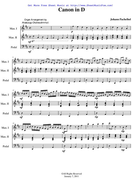 Download and print top quality canon in d and gigue sheet music for violin and piano by johann pachelbel. Free sheet music for Canon and Gigue in D major (Pachelbel ...