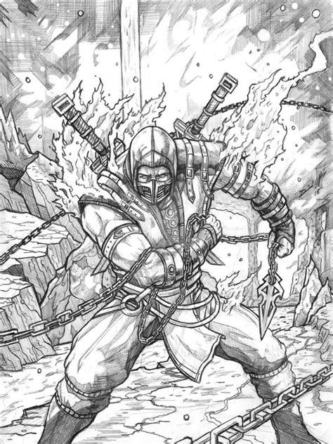Mortal Kombat Scorpion Coloring Pages Inactive Zone