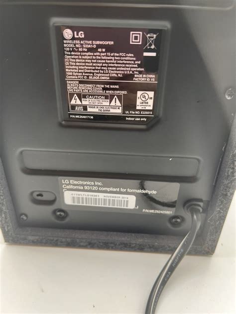 LG Wireless Active Subwoofer Black Model S33A1D Bass Enhancer Home