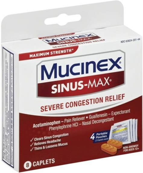 mucinex sinus max severe congestion relief 8 caplets for sale online ebay