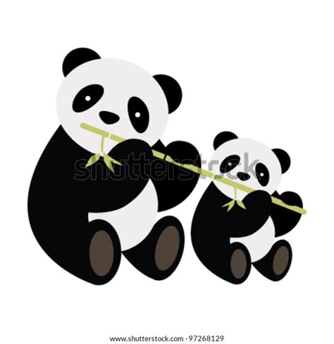 Two Pandas Vector Illustration Stock Vector Royalty Free 97268129