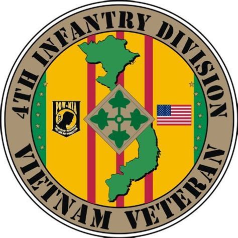 United States Army 4th Infantry Division Vietnam Veteran Decal Sticker