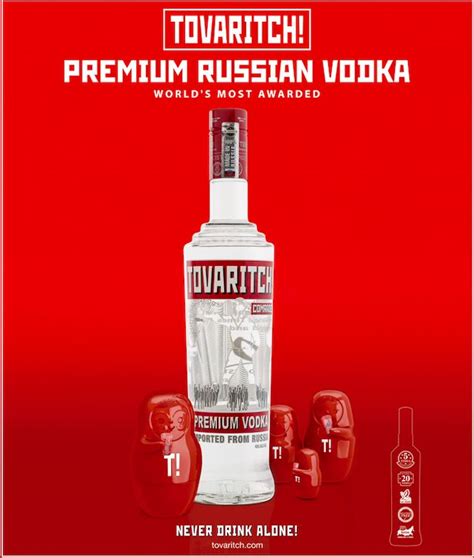 Worlds Most Awarded Russian Vodka Tovaritch Premium Vodka Vodka