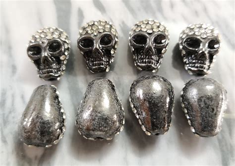 10pcs Metal Skull Bead Pave Skull Beads Gun Metal Skull Etsy