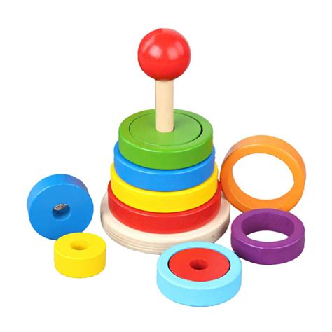 Baby Stacking Rings Toys Building Geometric Stacker Sensory Educational