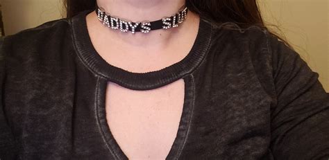 Daddys Slut Fuck Toy Sexy Choker Necklace For Owned Hotwife Slut Shared Slutty Hot Wife Sparkly