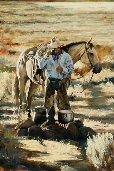 Coffee Cowboy Artwork Western Artwork Western Paintings Cowboy Horse