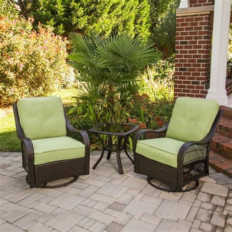 Hanover Orleans 3 Piece Patio Conversation Set With Green Cushions In