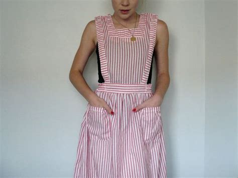 1950s 1960s Candy Striper Uniform Pinafore Dress Small Candy